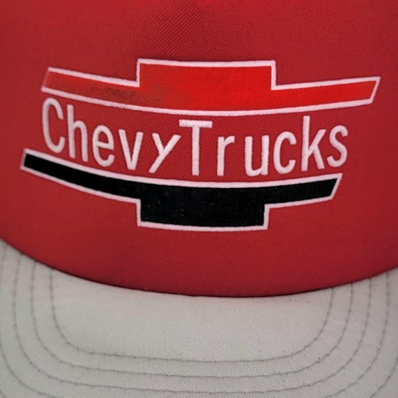Chevrolet CHEVY‎ TRUCKS Vintage Snapback Trucker Cap Baseball Hat Red Gray OSFA - Picture 2 of 7